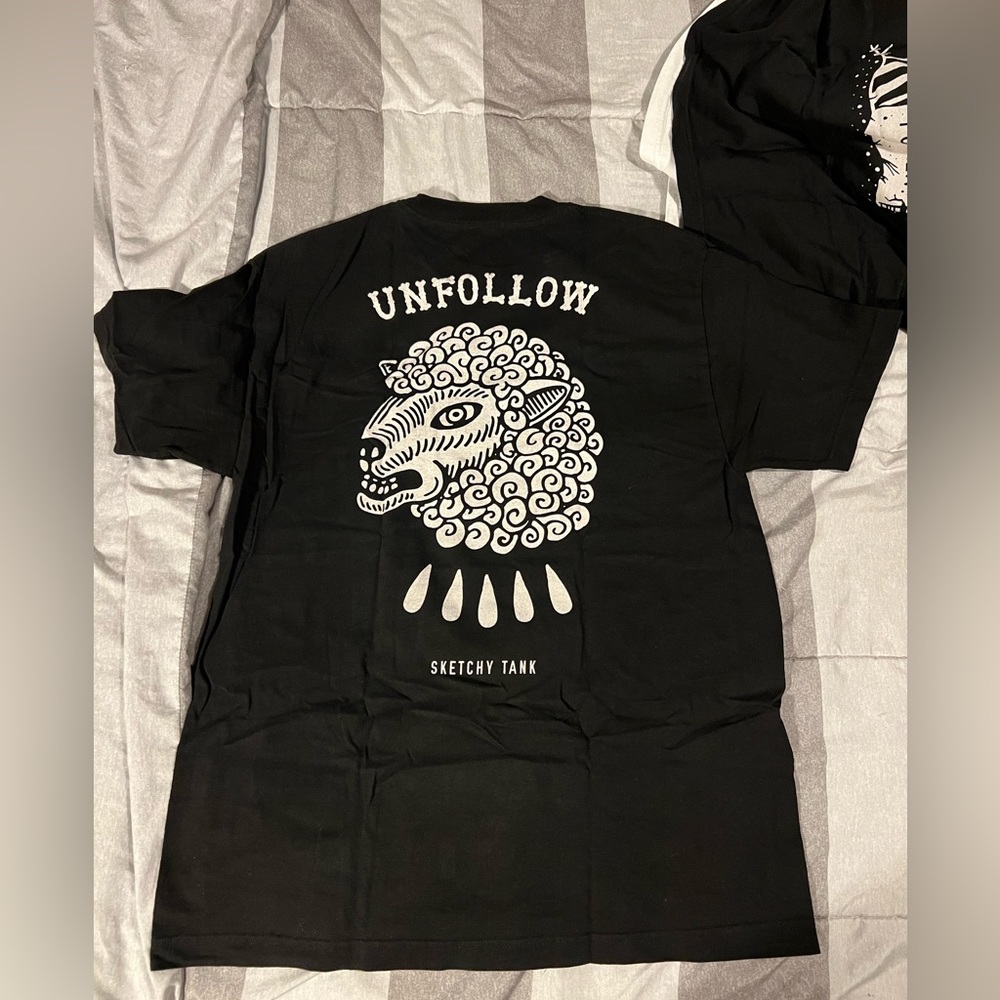 Sketchy Tank unfollow t shirt.